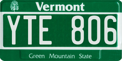 VT license plate YTE806