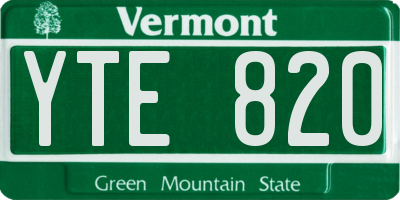 VT license plate YTE820