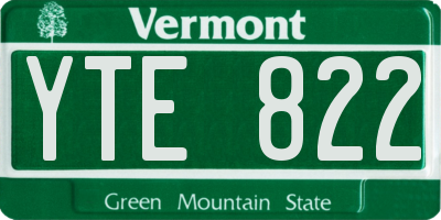 VT license plate YTE822