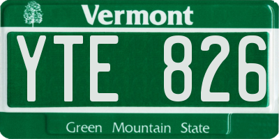VT license plate YTE826
