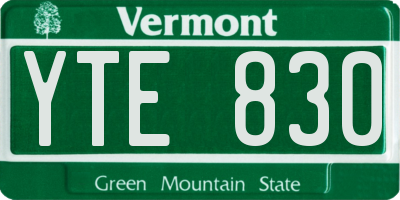 VT license plate YTE830