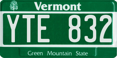 VT license plate YTE832