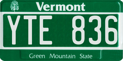 VT license plate YTE836