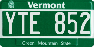 VT license plate YTE852