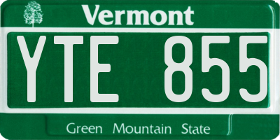 VT license plate YTE855