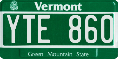 VT license plate YTE860