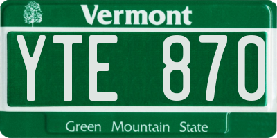 VT license plate YTE870