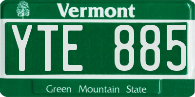VT license plate YTE885