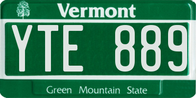 VT license plate YTE889