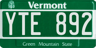 VT license plate YTE892