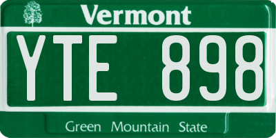 VT license plate YTE898