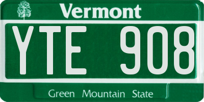 VT license plate YTE908