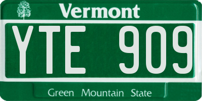 VT license plate YTE909