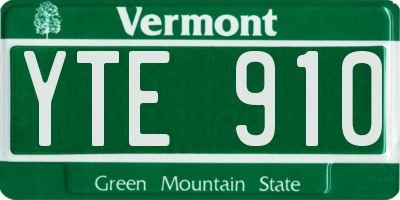 VT license plate YTE910