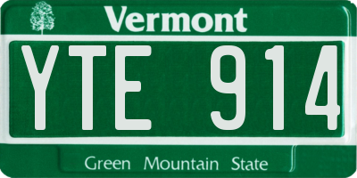 VT license plate YTE914