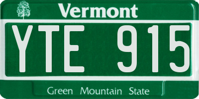VT license plate YTE915