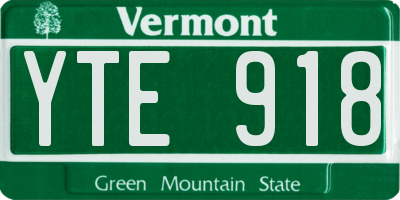 VT license plate YTE918