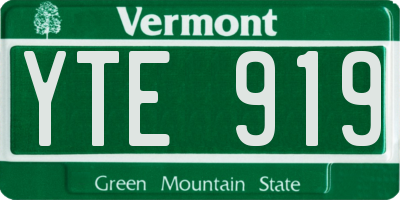 VT license plate YTE919