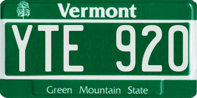 VT license plate YTE920