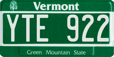 VT license plate YTE922