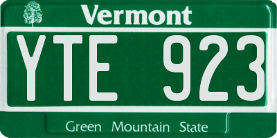 VT license plate YTE923