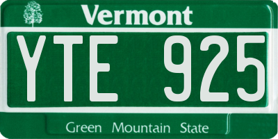 VT license plate YTE925