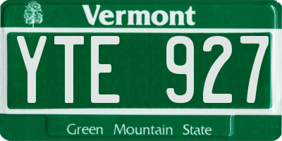 VT license plate YTE927