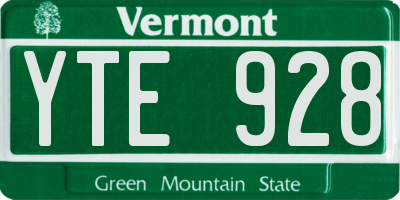 VT license plate YTE928