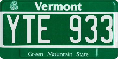 VT license plate YTE933
