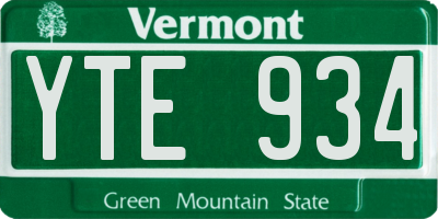 VT license plate YTE934