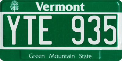 VT license plate YTE935