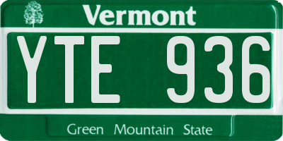 VT license plate YTE936
