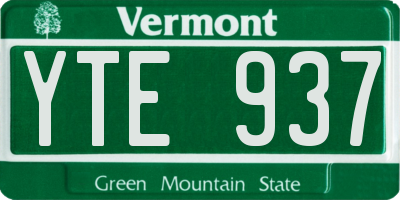 VT license plate YTE937