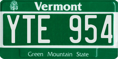 VT license plate YTE954