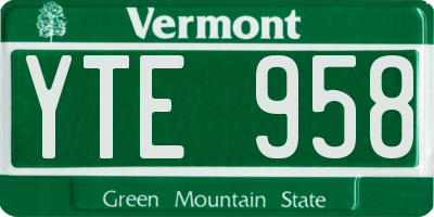 VT license plate YTE958