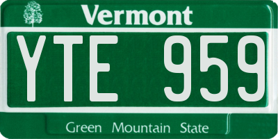 VT license plate YTE959