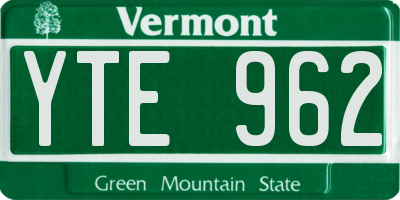 VT license plate YTE962