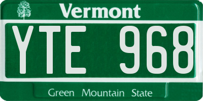 VT license plate YTE968