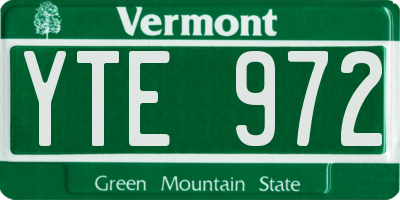 VT license plate YTE972