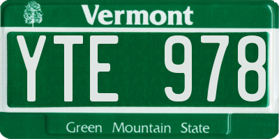 VT license plate YTE978