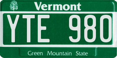 VT license plate YTE980
