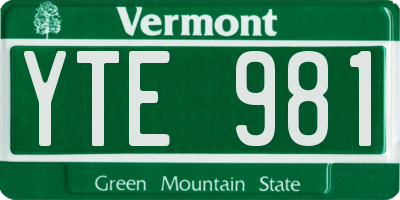 VT license plate YTE981