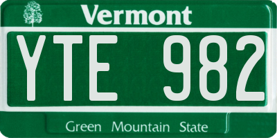 VT license plate YTE982
