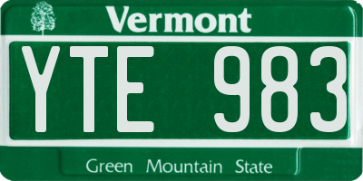 VT license plate YTE983