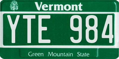 VT license plate YTE984