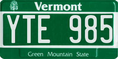 VT license plate YTE985