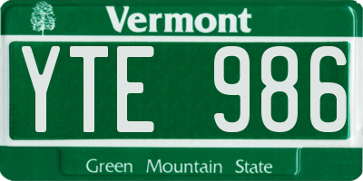 VT license plate YTE986