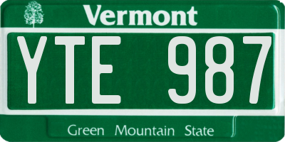 VT license plate YTE987