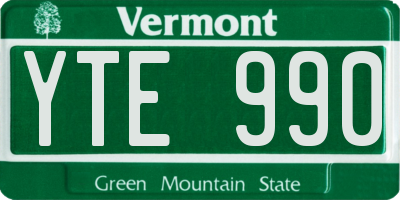 VT license plate YTE990