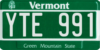 VT license plate YTE991